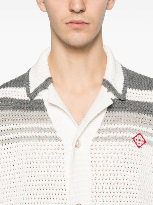 striped crochet shirt M-SP26-KW-933-01 WHITE/GREY CASABLANCA 