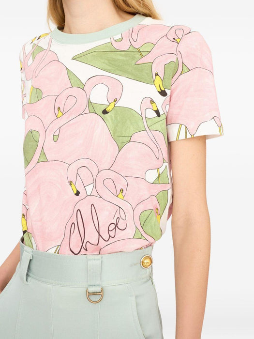 flamingo print t-shirt 26UJH08287 107 CHLOÉ 