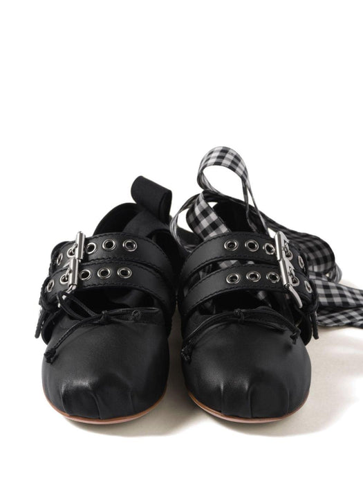 buckled leather ballerina shoes 5F466A F DX05 3KSRF0002 MIU MIU 