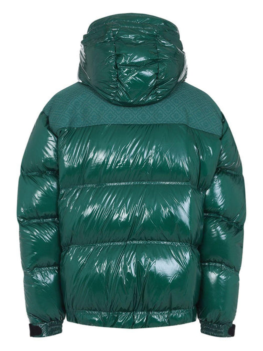 high-shine patterned-panel puffer jacket MPF25-OT-197-01 GREEN CASABLANCA 