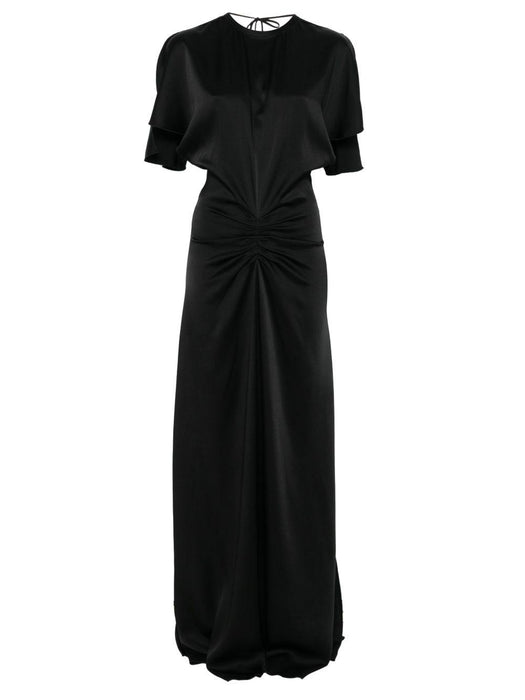 gathered waist floor length dress 1125WDR005454A BLACK 1 VICTORIA BECKHAM 