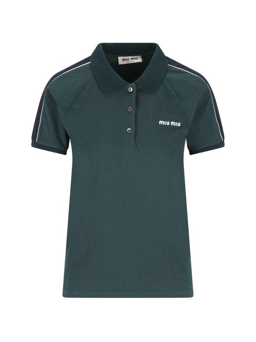 Bottle Green Cotton Polo Shirt MJNA19 S OOO 182DF0R3V MIU MIU 