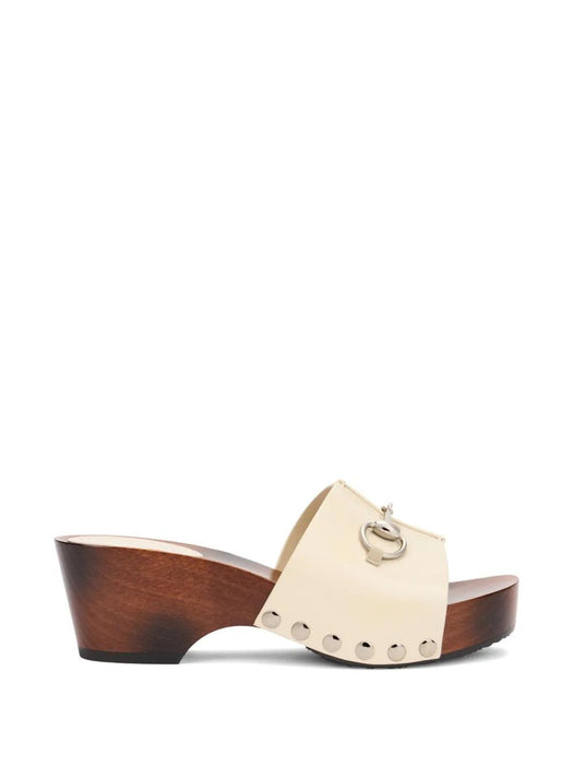 Horsebit studded leather heeled mules 854410 AAF9G9540 GUCCI 