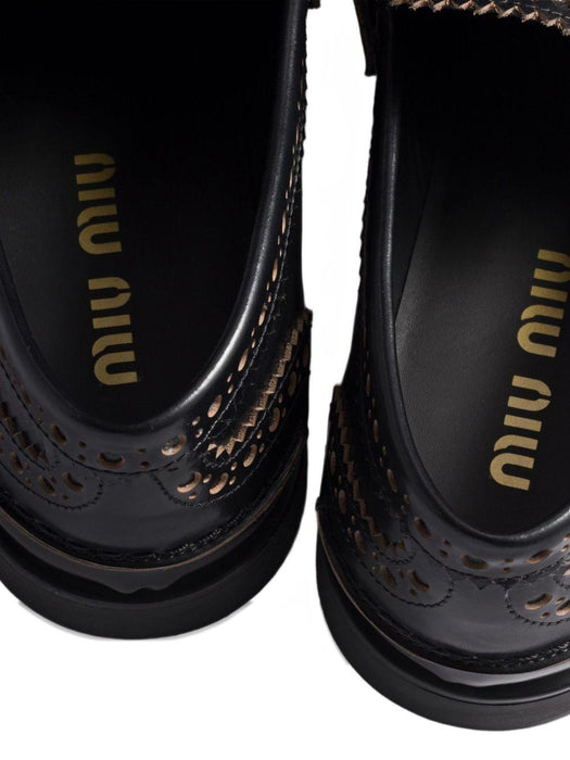 perforated coin-detail loafers 5D506E F 020 070F0002 MIU MIU 