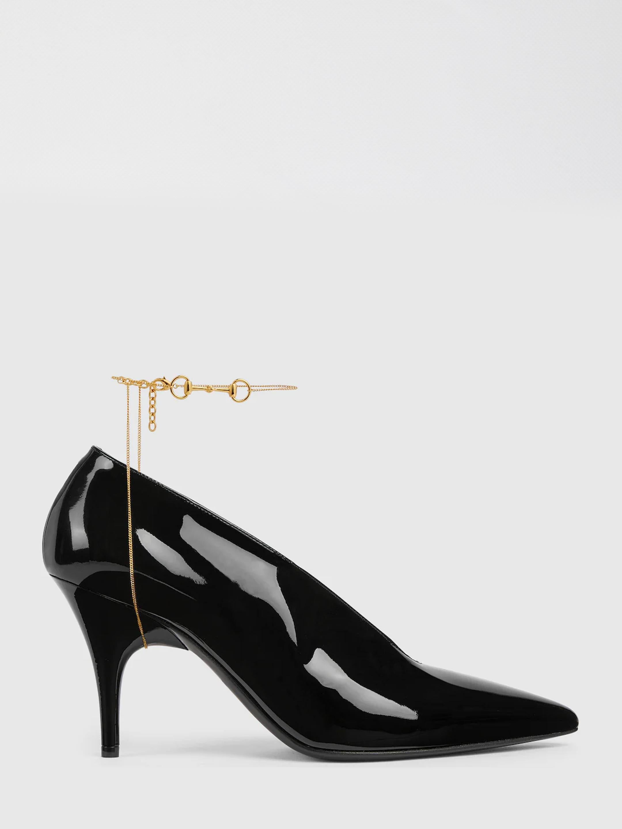 97 PATENT LEATHER SABOT WITH HEEL 851419 BNC001000 GUCCI 
