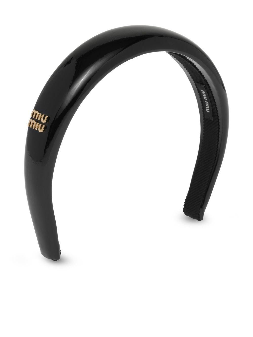logo-plaque leather headband 5IH025 069F0002 MIU MIU 