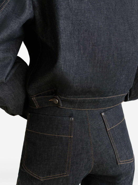 button-fastening patch-pocket denim jacket<BR/> OW1191 LD1061BK965 LEMAIRE 