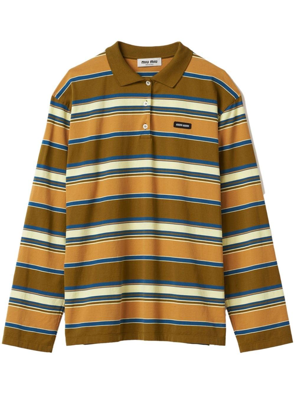 striped cotton polo shirt<BR/><BR/> MJL015 S-OOO 14RTF03SO MIU MIU 