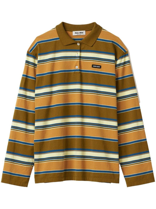 striped cotton polo shirt<BR/><BR/> MJL015 S-OOO 14RTF03SO MIU MIU 