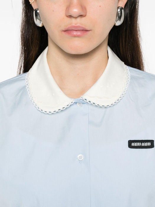 scalloped-collar short-sleeve shirt MK2020 S OOO 10IVF0013 MIU MIU 