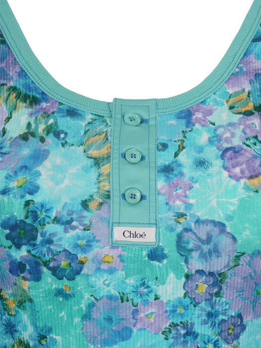 Floral Ribbed Cotton-Blend Tank Top<BR/> 26UJH58910 4ZA CHLOÉ 