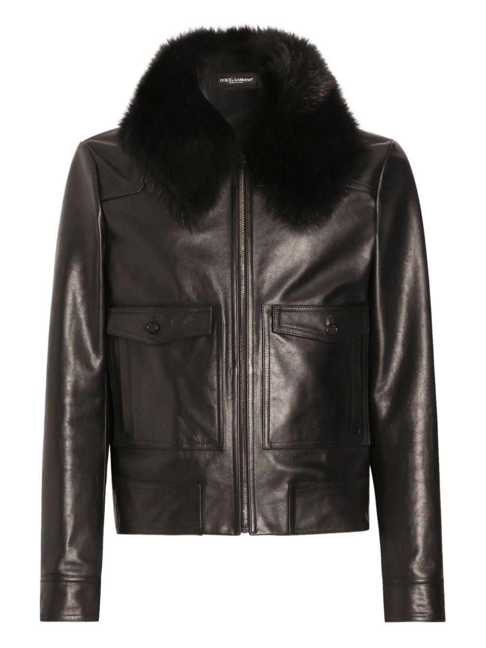 fur-collar leather jacket G9BUQL HULXFN0000 DOLCE & GABBANA 