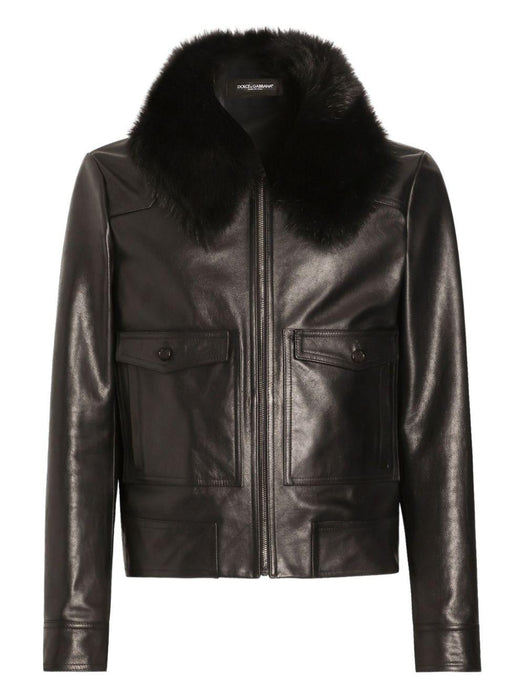 fur-collar leather jacket G9BUQL HULXFN0000 DOLCE & GABBANA 
