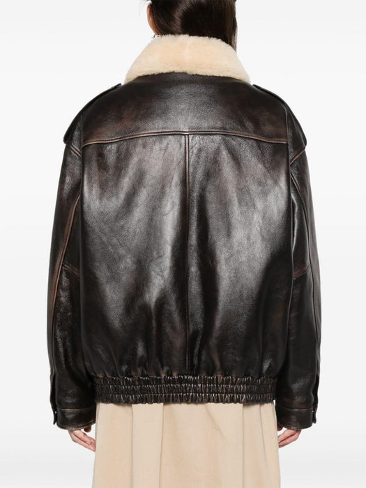 logo-lettering leather jacket MPV901 S OOO 1134F0201 MIU MIU 