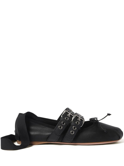 buckled leather ballerina shoes 5F466A F DX05 3KSRF0002 MIU MIU 