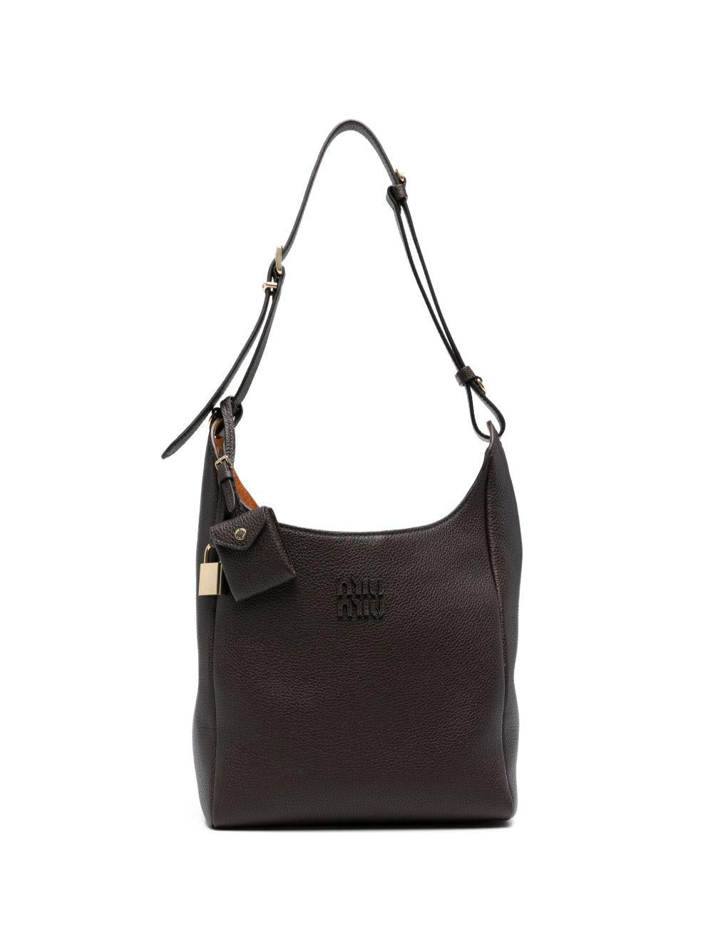 Dark Brown Leather Shoulder Bag 5BE098 2IFLF0ZKS MIU MIU 