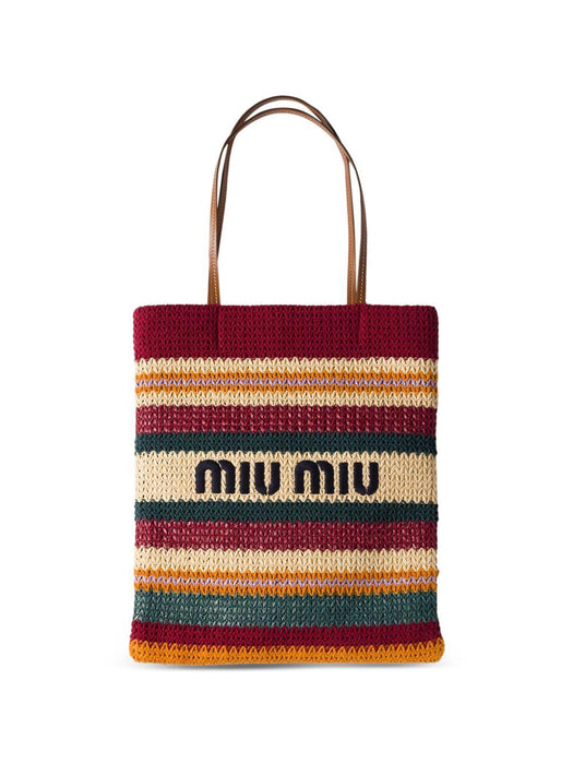 Raffia-effect woven tote bag 5BG248 V ORO 2DO3F05DN MIU MIU 
