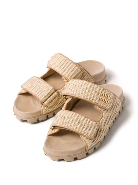 touch-strap raffia sandals 5XX636 F 010 3LORF0018 MIU MIU 
