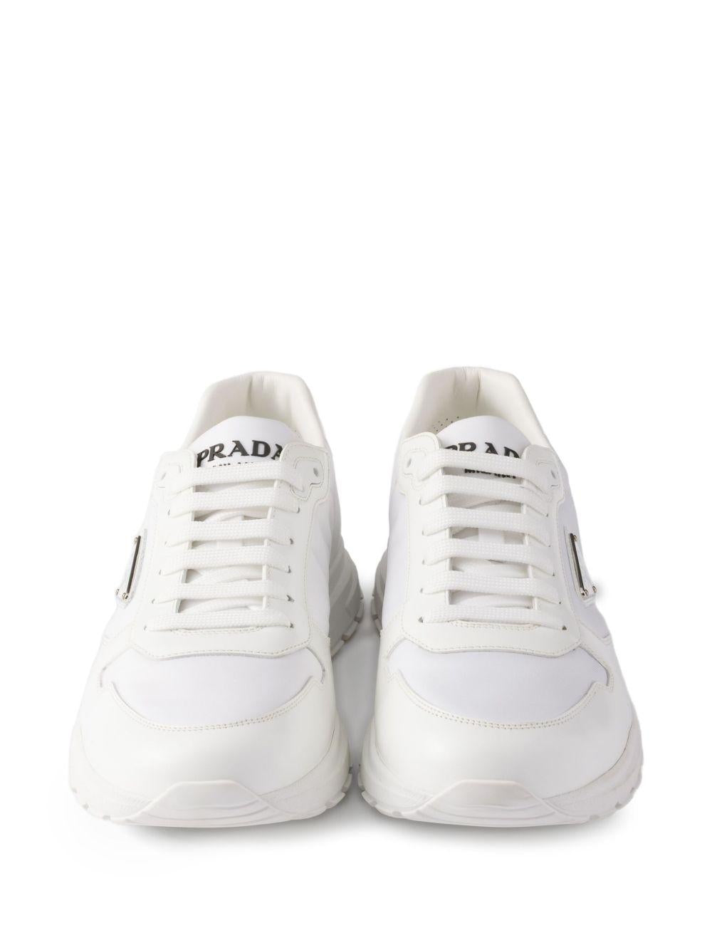 Prax enamel triangle-logo sneakers 2EE443 F G000 3LF5F0009 PRADA 