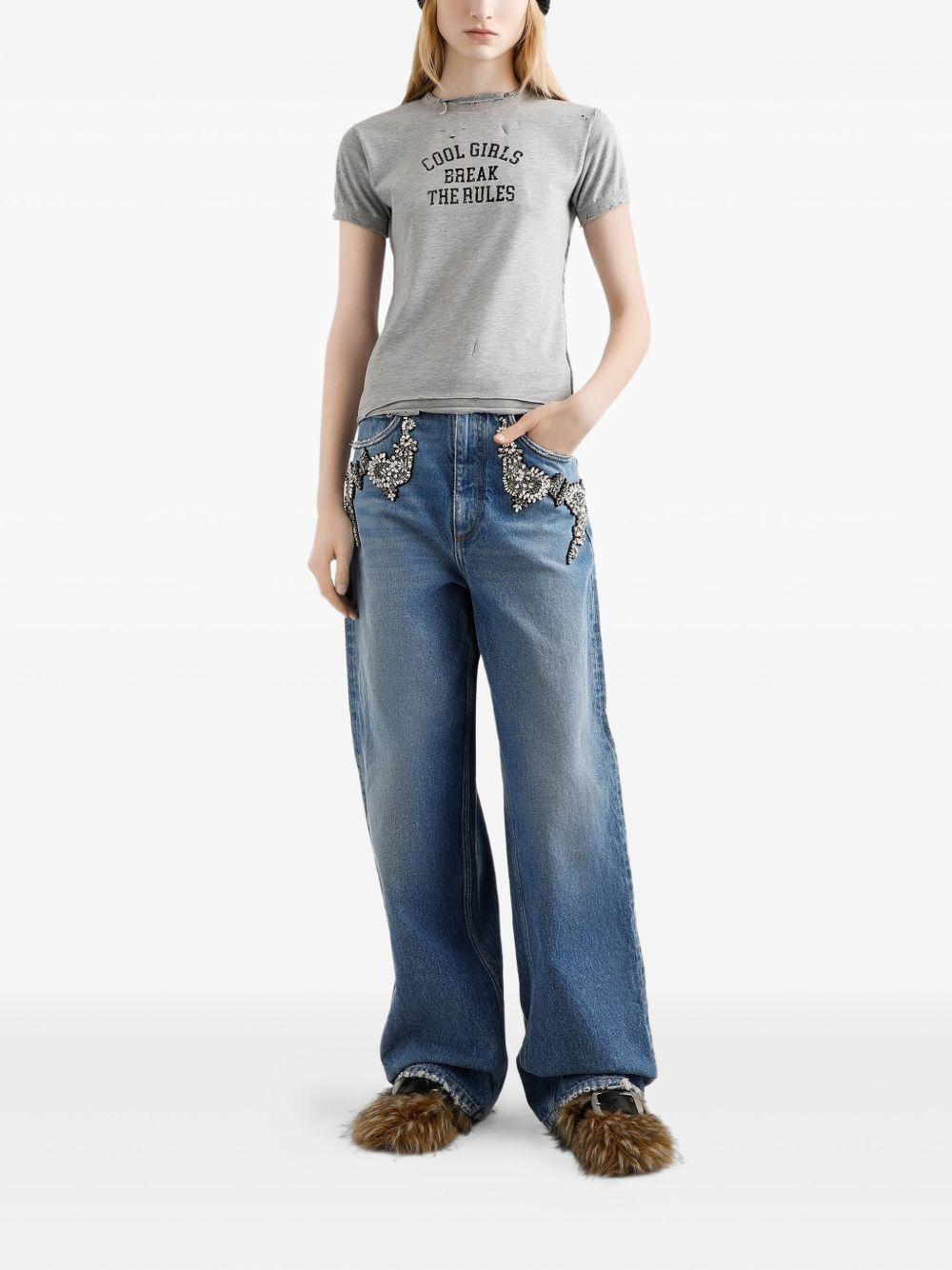 distressed slogan-print T-shirt F8V89T GDDGHS9000 DOLCE & GABBANA 