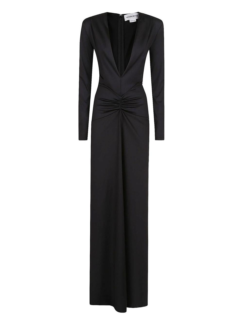 plunge-neck gathered maxi dress 1325JDR006472A 1 VICTORIA BECKHAM 