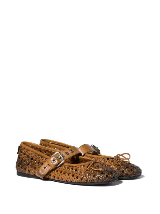 Woven leather ballerinas 5F684E F 005 3ZN7F0046 MIU MIU 