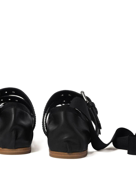 buckled leather ballerina shoes 5F466A F DX05 3KSRF0002 MIU MIU 