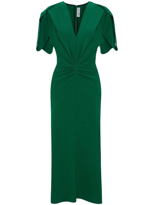 V-neck gathered midi dress 1124WDR005195C  VICTORIA BECKHAM 