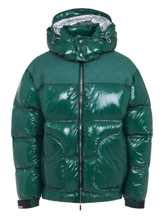 high-shine patterned-panel puffer jacket MPF25-OT-197-01 GREEN CASABLANCA 