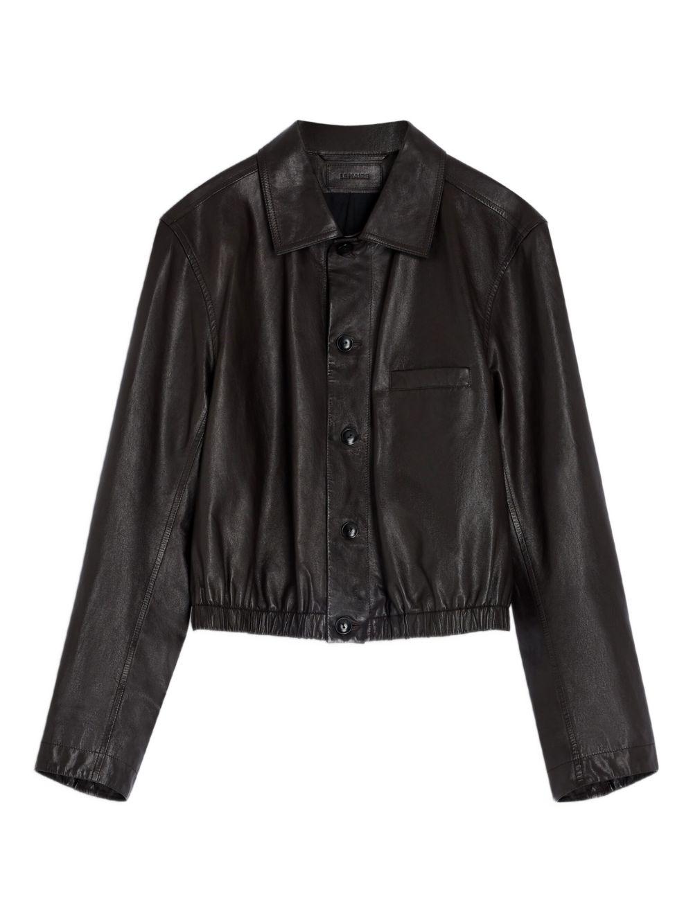 buttoned-up elasticated leather jacket<BR/><BR/><BR/><BR/><BR/> OW1158 LL0146BR560 LEMAIRE 