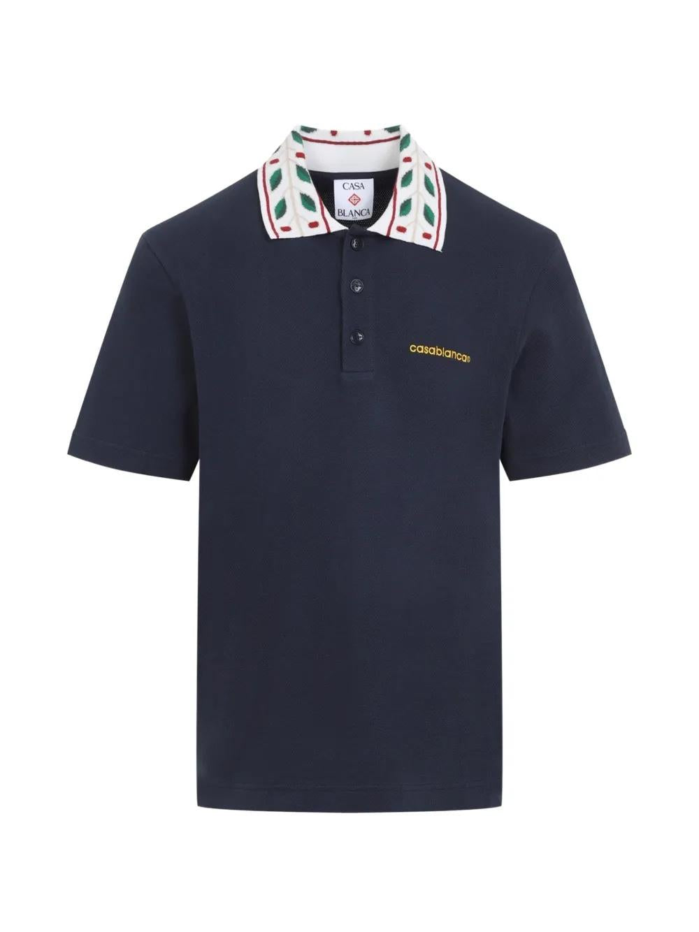 Laurel embroidered-collar piqué polo shirt M-PF26-JTP-499-02  CASABLANCA 