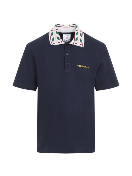 Laurel embroidered-collar piqué polo shirt M-PF26-JTP-499-02  CASABLANCA 