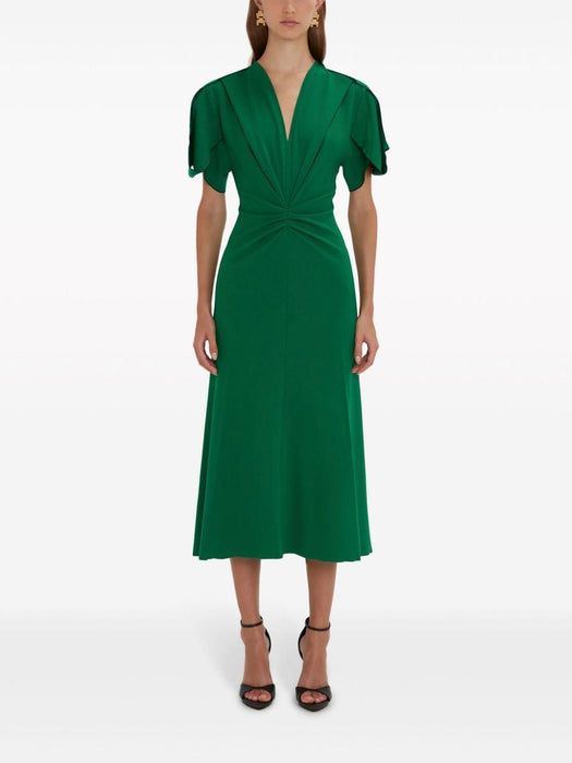 V-neck gathered midi dress 1124WDR005195C  VICTORIA BECKHAM 