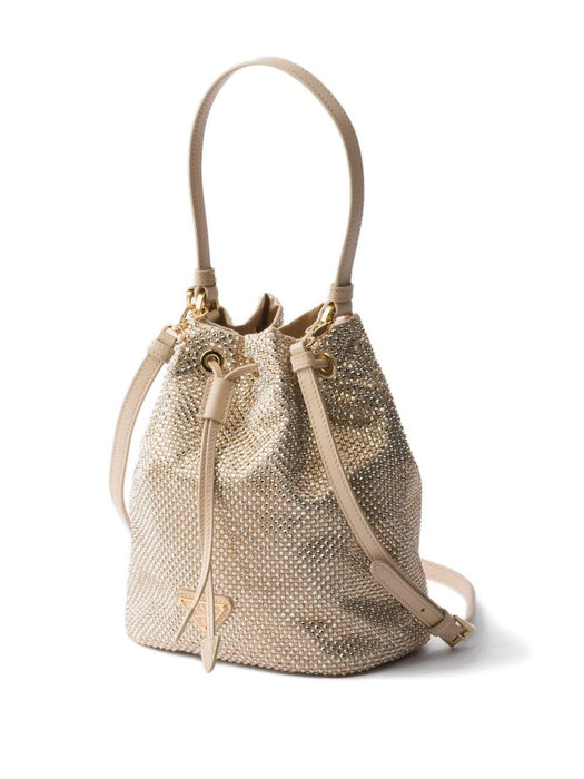 crystal-embellished drawstring bucket bag 1BE067 V OOD 2HNJF0GCN PRADA 