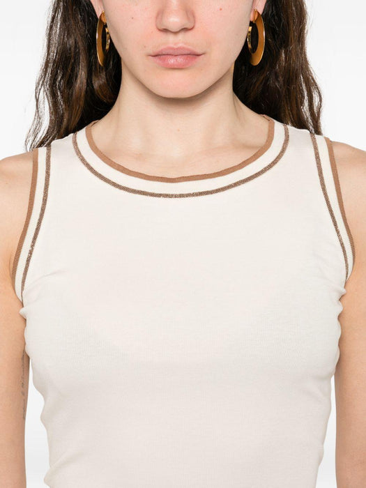 contrast-trim sleeveless tank top<BR/><BR/> JED276F602M203 VR1 FABIANA FILIPPI 