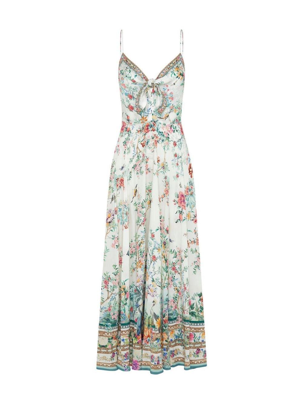 bow-embellished silk dress 00029519 PLUPARTS CAMILLA 