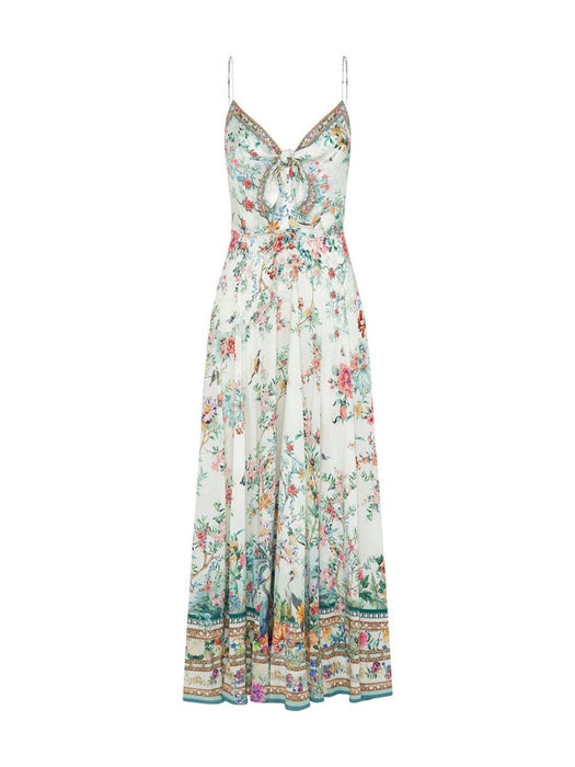 bow-embellished silk dress 00029519 PLUPARTS CAMILLA 