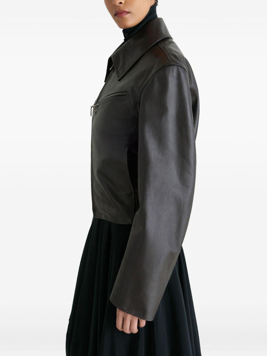 zip-front leather jacket<BR/><BR/><BR/><BR/><BR/> OW1159 LL0147BR561 LEMAIRE 