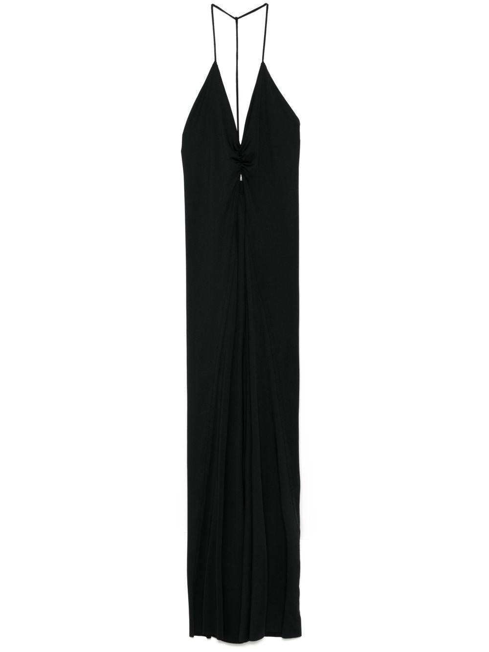 V-neck ruched maxi dress 1225JDR006254A BLACK 1 VICTORIA BECKHAM 