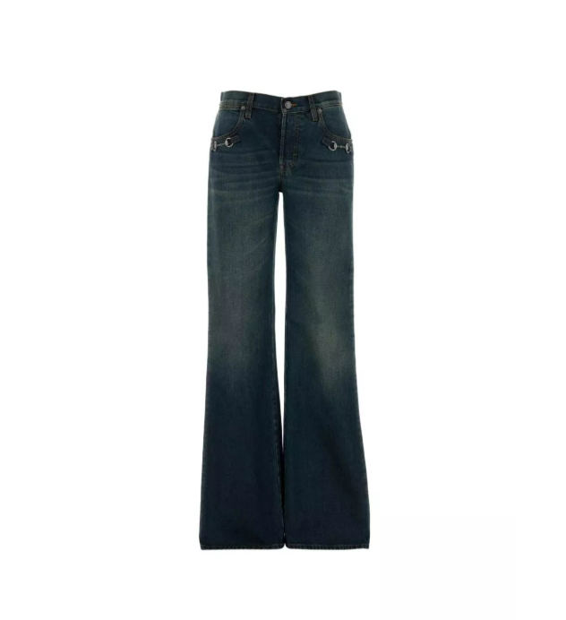 blue denim flared belt loops logo patch to the rear 864707 XDDFW4011 GUCCI 