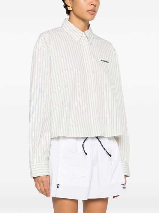 Miu Miu Striped Cotton Shirt MK1659 S OOO 180UF0061 MIU MIU 