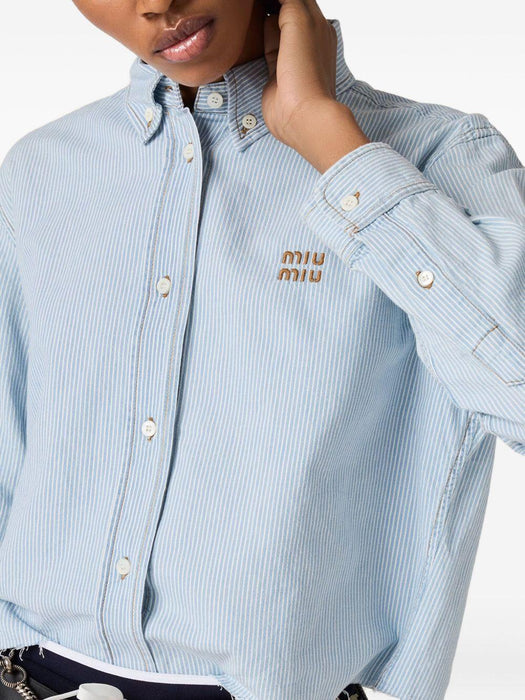 striped frayed-edge shirt GWC131 S OOO 17NOF0013 MIU MIU 