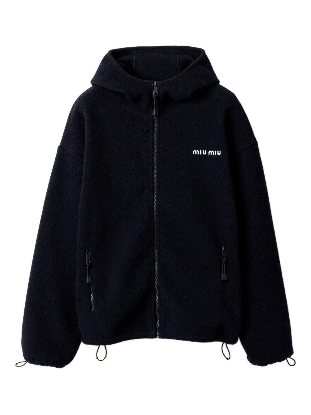 cotton fleece zip-front hoodie MJL053 S OOO 18E3F0008 MIU MIU 