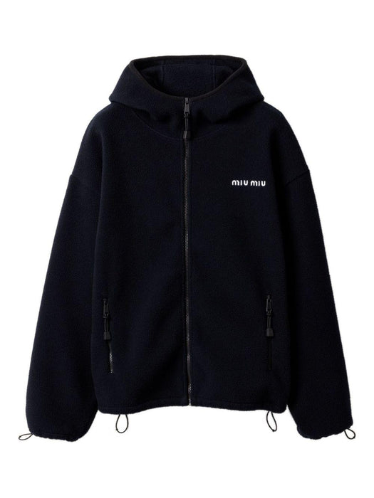 cotton fleece zip-front hoodie MJL053 S OOO 18E3F0008 MIU MIU 