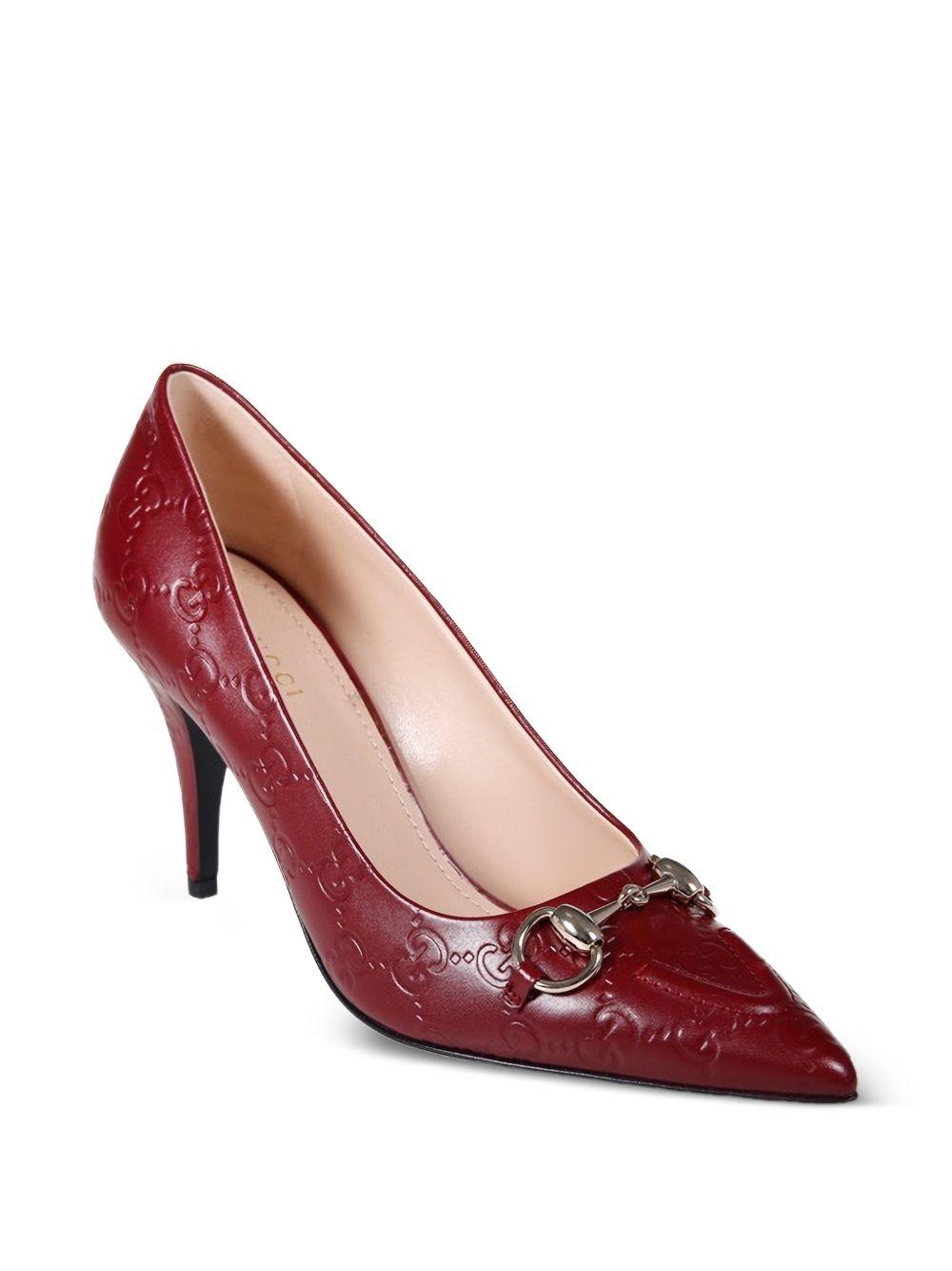 horsebit-detail GG-pattern pumps<BR/><BR/> 853318 AAD4U6207 GUCCI 