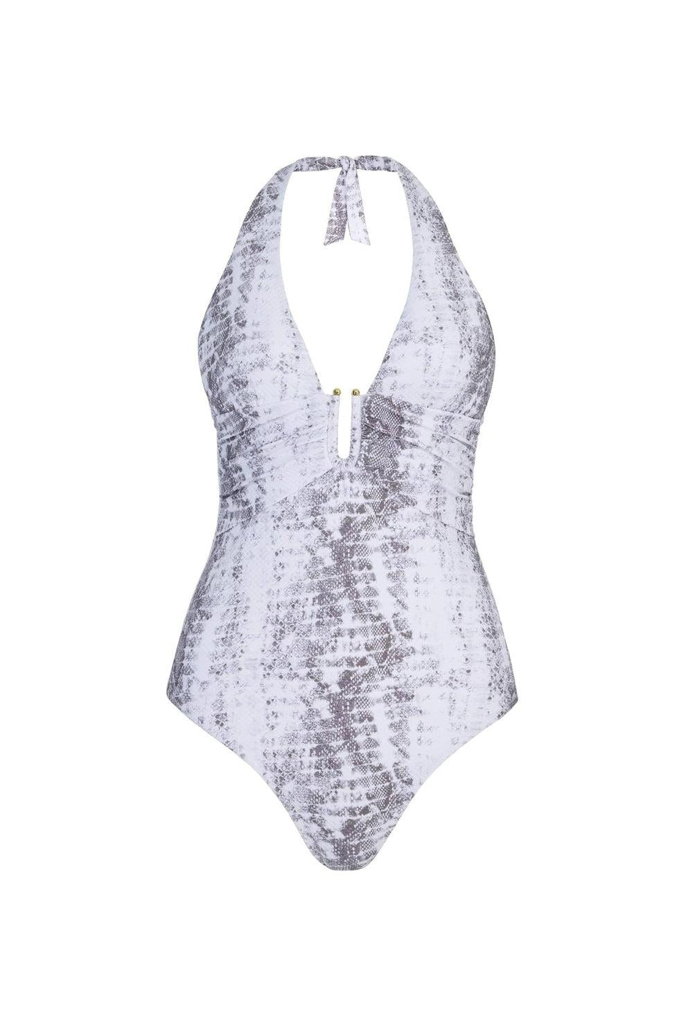Snake print halterneck swimsuit COREHK45 WHITE OPT -WHT HEIDI KLEIN 
