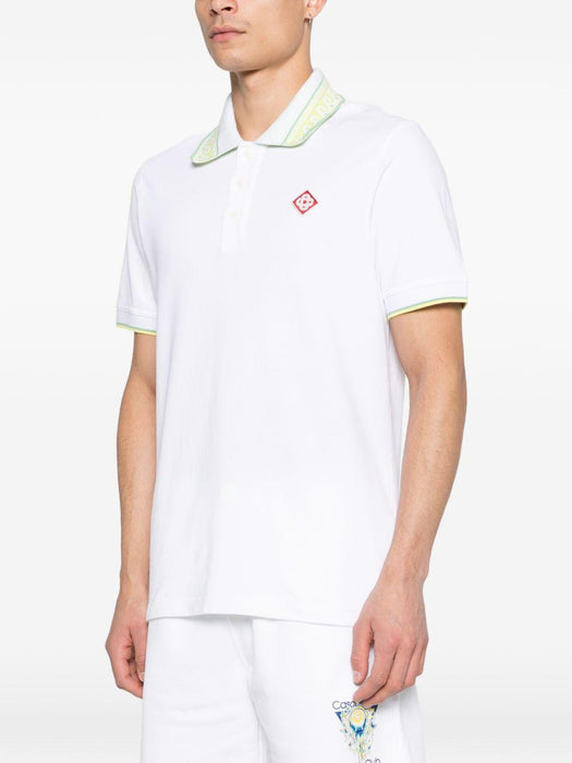 Laurel trim-collar polo shirt M-SP26-JTP-250-01 WHITE CASABLANCA 