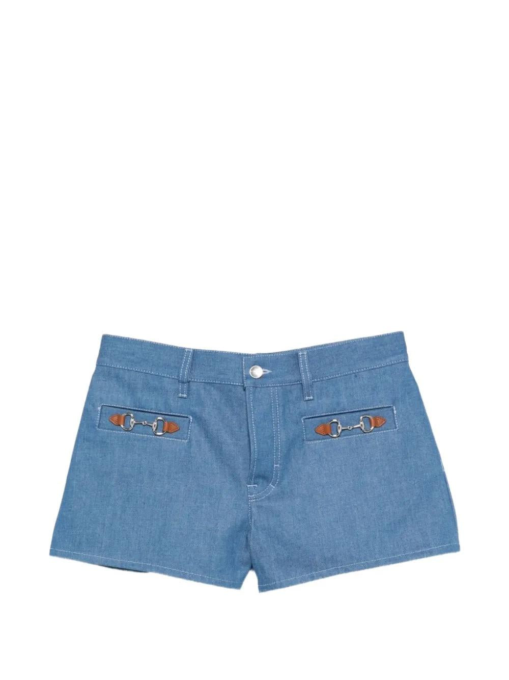 horsebit-detail cotton denim shorts 851990 XDDEH4850 GUCCI 
