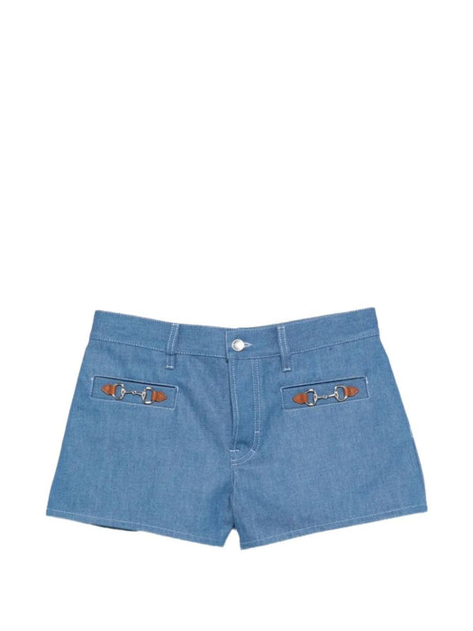 horsebit-detail cotton denim shorts 851990 XDDEH4850 GUCCI 