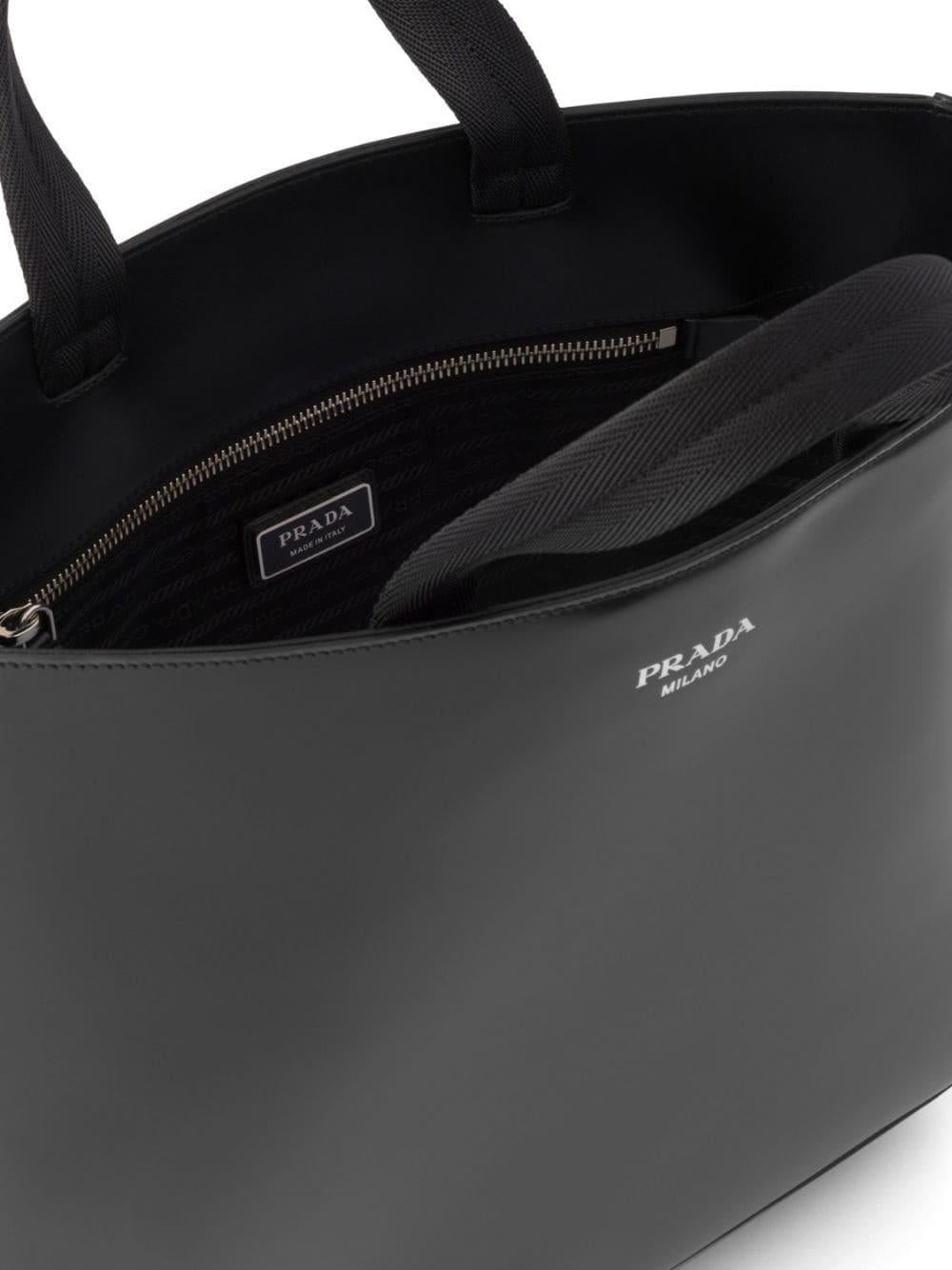 logo-stamp leather tote bag 2VG113 V OOO ZO6F0002 PRADA 